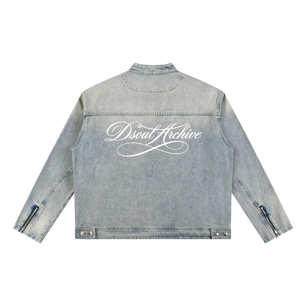 VINTAGE WASH ZIP DENIM JACKET